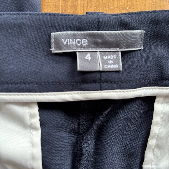 VINCE Side Stripe Wool Stretch Trouser Pants-Navy Blue/Ivory-Women's Size 4 - Picture 5 of 8